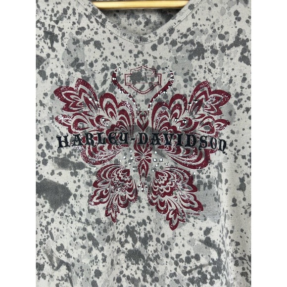 Harley Davidson Women’s Med Beaded Brown w/Black Speckles Short Sleeve T Shirt - Picture 2 of 6
